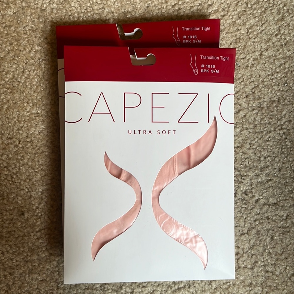 Qty 2 Capezio ultra soft transition tights #1816 ballet pink adult s/m